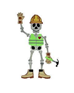 GO! Construction Worker Skeleton by Chris Marchini Embroidery by Specialty Designs
