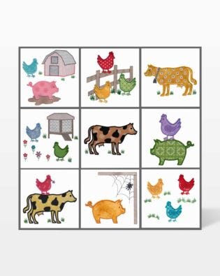 GO! Farm Animals Medley Quilt Pattern and Embroidery Designs by Marjorie Busby