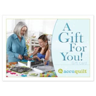 Front Cover of AccuQuilt Gift Card (mailed to recipient)