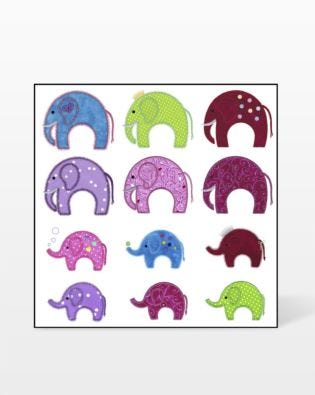 GO! Elephants Embroidery Designs by V-Stitch Designs