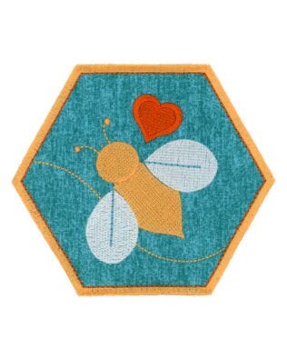 Large Hexagon Bee Patch Embroidery Single Design by OESD