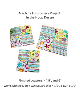 GO! Square Coasters Machine Embroidery Design Project by Creative Appliques