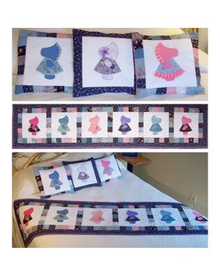GO! Sunbonnet Sue Bed Runner & Pillows Pattern (AV-126e)
