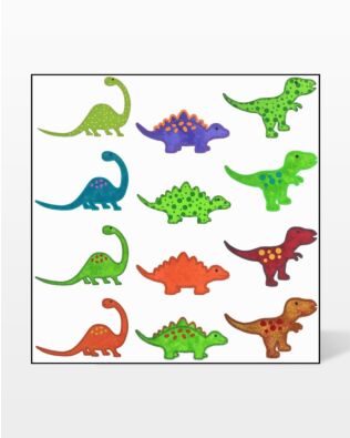 GO! Dinosaur Set Embroidery by V-Stitch Designs