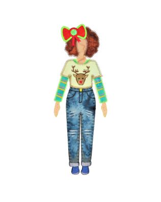 GO! Cute Reindeer Sweater Paper Doll by TipStitched  Embroidery Specialty Designs