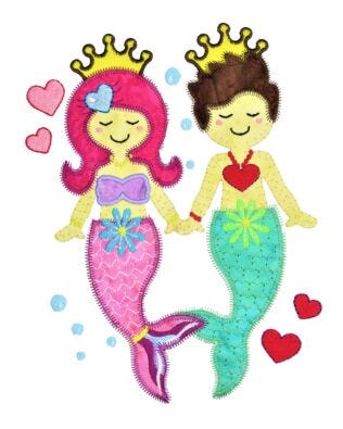 GO! Valentine's Mermaid King & Queen Embroidery Specialty Designs