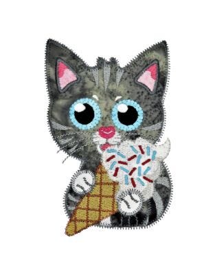 GO! Kitten with Ice Cream Embroidery by Specialty Designs