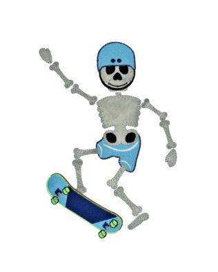 GO! Skateboarding Skeleton by Chris Marchini Embroidery by Specialty Designs