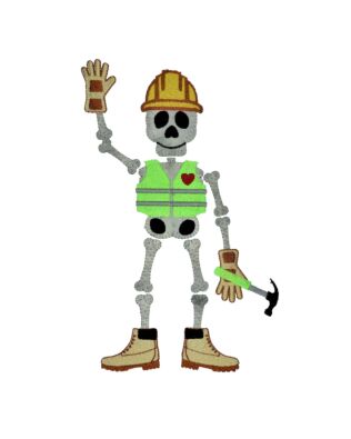 GO! Construction Worker Skeleton by Chris Marchini Embroidery by Specialty Designs
