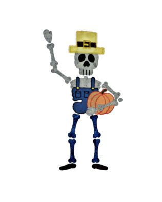 GO! Pumpkin Farmer Skeleton by Chris Marchini Embroidery by Specialty Designs
