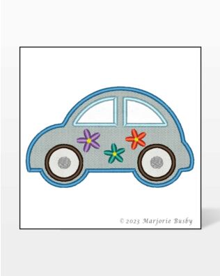 Cute Car and Pickup Truck with Flowers Machine Embroidery Set by Marjorie Busby