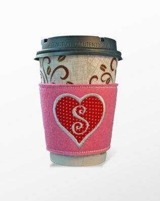 Monogrammed Heart Coffee Cozies