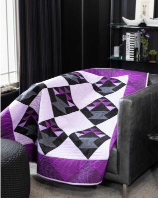 GO! Purple Pansy Baskets Throw Quilt Pattern