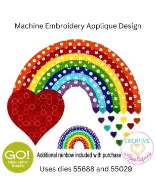 GO! Rainbow Hearts Applique Embroidery Design By Creative Appliques