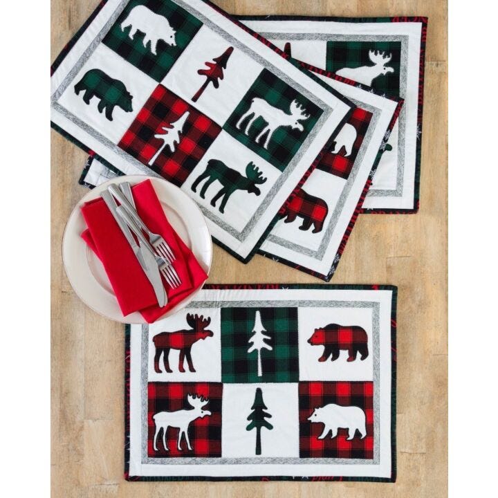 【OMMO】QUILTING DOCKING WOOL CT GO! Northwoods Medley Holiday Placemats – AccuQuilt