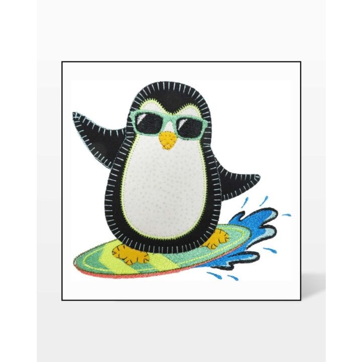 画材 Penguin Bib GO! Surfing Penguin Embroidery Specialty Designs - AccuQuilt