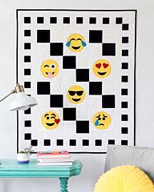 GO! Checkered Emojis Throw Quilt Pattern