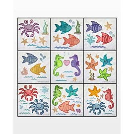 GO! Sea Life Medley Machine Embroidery Designs 'Mega Set' by Marjorie Busby