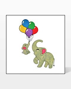 GO! Elephant Family Balloon Party Embroidery Specialty Designs