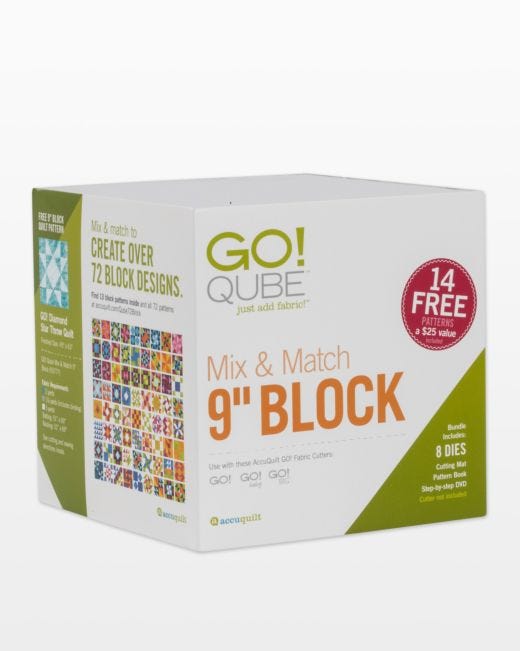 AccuQuilt GO! Qube Mix and Match 5 Inch Block with 8 Basic Cut Quilting  Shapes, 2 Cutting Mats, Videos, Storage Box, and 14 Pattern Booklet