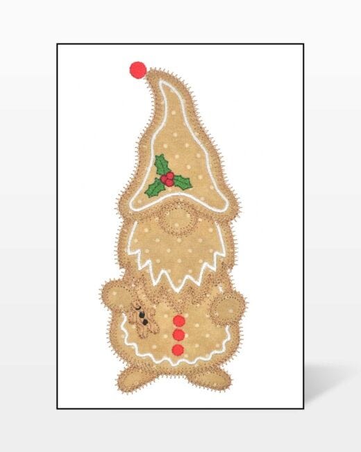 Go gingerbread gnome embroidery by vstitch designs  accuquilt