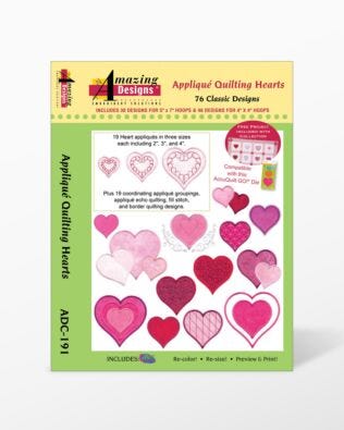 Applique Quilting Hearts Embroidery Designs CD for GO!