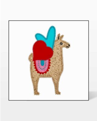 GO! Llama Valentine Embroidery Design by Creative Appliques