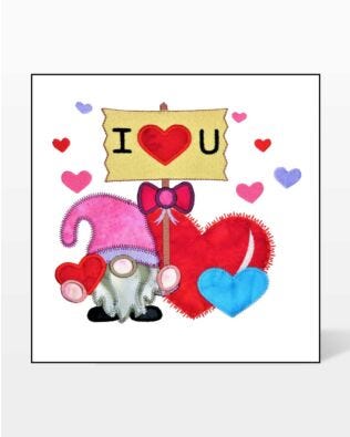 GO! I Love You Gnome Embroidery Specialty Designs
