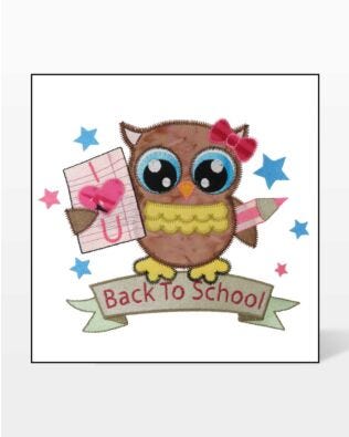 GO! Back to School Owl Embroidery Specialty Designs