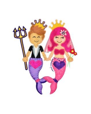 GO! Mermaid Bride and Groom Embroidery Specialty Designs