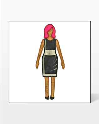 GO! Paper Doll in Black Dress by TipStitched Embroidery Specialty Designs