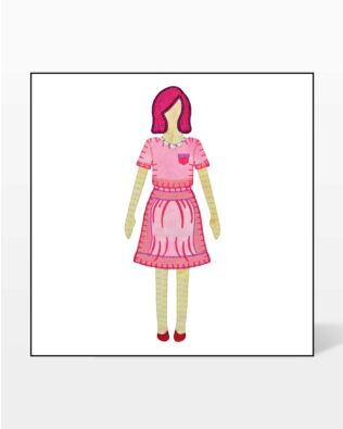 GO! Paper Doll in Pink Skirt by TipStitched Embroidery Specialty Designs