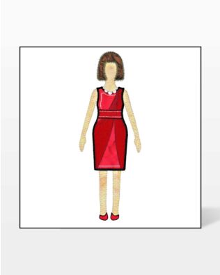 GO! Paper Doll in Red Dress by TipStitched Embroidery Specialty Designs