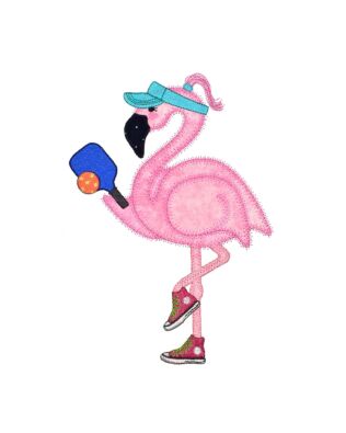 GO! Pickleball Flamingo Embroidery by V-Stitch Designs