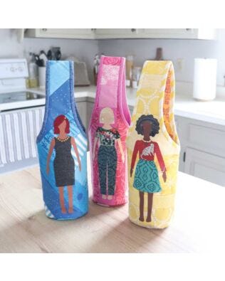 GO! Paper Doll Wine Totes Pattern