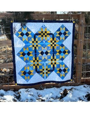 GO! Modern Star and Cross Blue Ribbon Throw Quilt Pattern