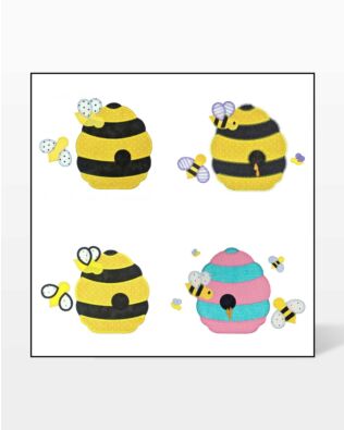 GO! Bee and Beehive Set Embroidery by V-Stitch Designs