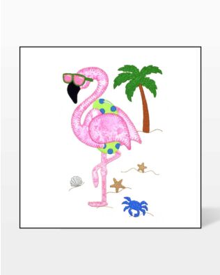 GO! Beach Flamingo 3 Embroidery by V-Stitch Designs