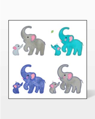 GO! Elephant Family Set Embroidery by V-Stitch Designs