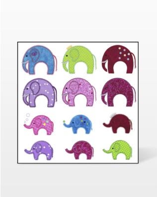 GO! Elephants Embroidery Designs by V-Stitch Designs