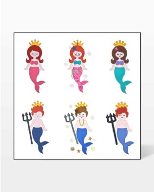 GO! Mermaid King and Queen Set Embroidery by V-Stitch Designs
