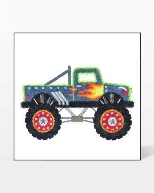 GO! Monster Truck Embroidery by V-Stitch Designs