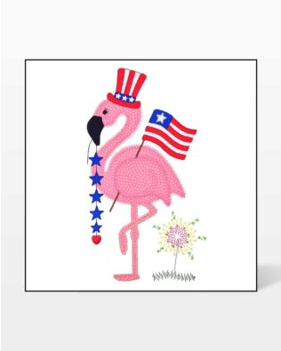 GO! Patriotic Flamingo Embroidery by V-Stitch Designs