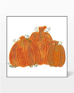 GO! Pumpkin Triple #2 Embroidery Design by V-Stitch Designs