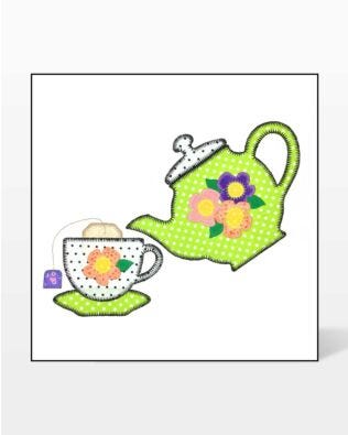 GO! Pouring Tea Embroidery by V-Stitch Designs