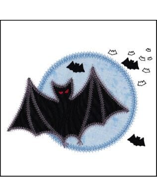 GO! Small Bat Moon Embroidery Designs by V-Stitch Designs (VQ-SBM)