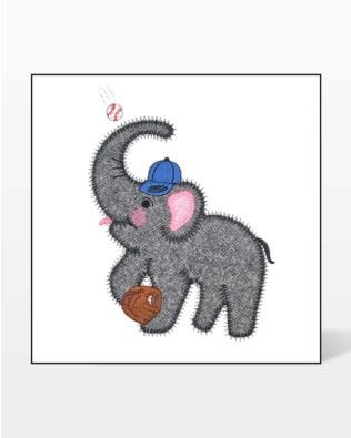 GO! Baseball Elephant Embroidery by V-Stitch Designs