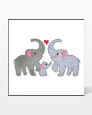 GO! Happy Elephant Family Embroidery by V-Stitch Designs