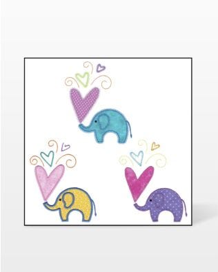 GO! Small Elephants with Hearts Embroidery Design by V-Stitch Designs