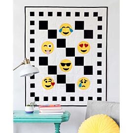 GO! Checkered Emojis Throw Quilt Pattern